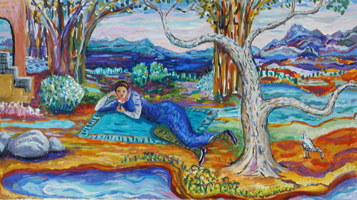 Carolyn Fox Artist Exotic Landscape with Figure